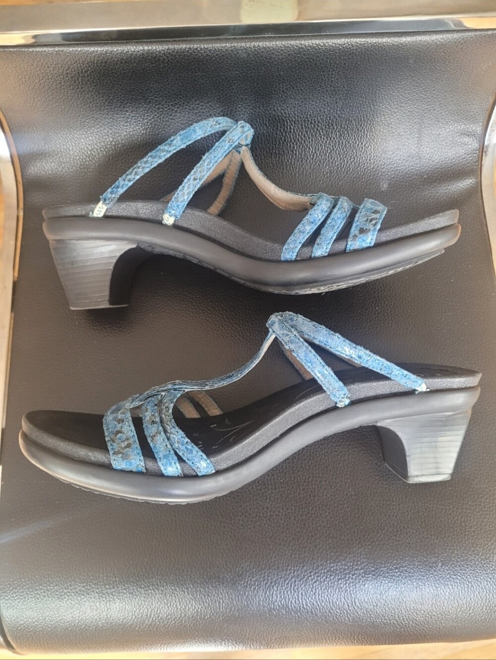 Abeo Grace Blue Strappy Mid-Heel Sandals,Leather,Women's 9 - Picture 12 of 12
